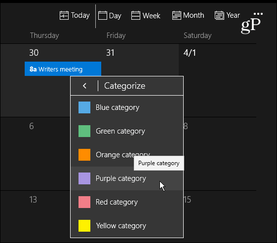 Värvikategooriate kalender