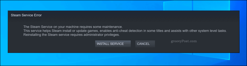 Steam Service Error Error Warning kast