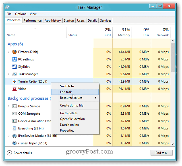 Windows 8 stiilirakenduste sulgemine