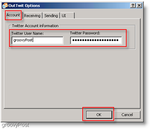 Twitter Outlookis: konfigureerige OutTwit