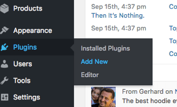 Lisage vahekaardilt Pluginad uus WordPressi pistikprogramm.
