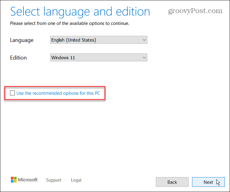 valige Windows 11 keel