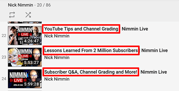 See on ekraanipilt YouTube Nimimi otseülekannetest Nick Nimmini kanalilt.