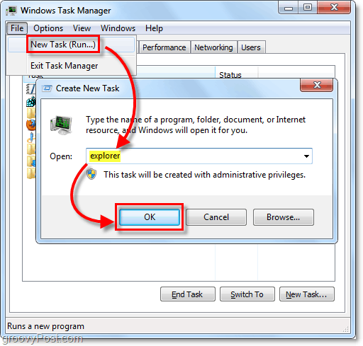 taaskäivitage explorer Windows 7-s ilma avatud explorerit taaskäivitamata