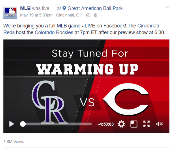 Facebook teeb uue otseülekande tehingu sõlmimiseks koostööd Major League Baseballiga.