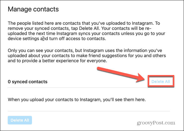Instagram kustutab kõik kontaktid
