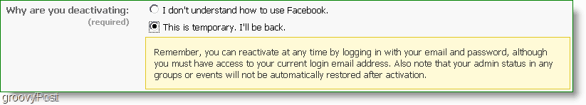 saate facebook igal ajal uuesti aktiveerida, kas see on tõesti desaktiveerimine?