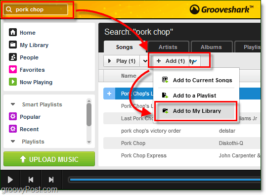 lisage otsitud lood oma Groovesharki muusikakogule