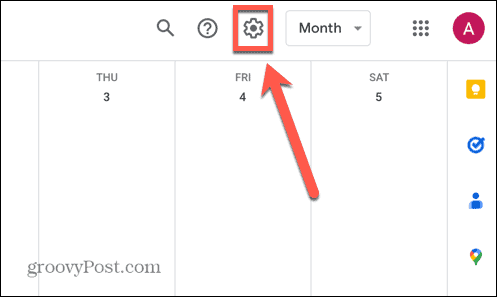 Google'i kalendri seadete ikoon