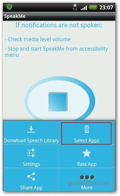 SpeakMe Androidi valitud rakenduste jaoks