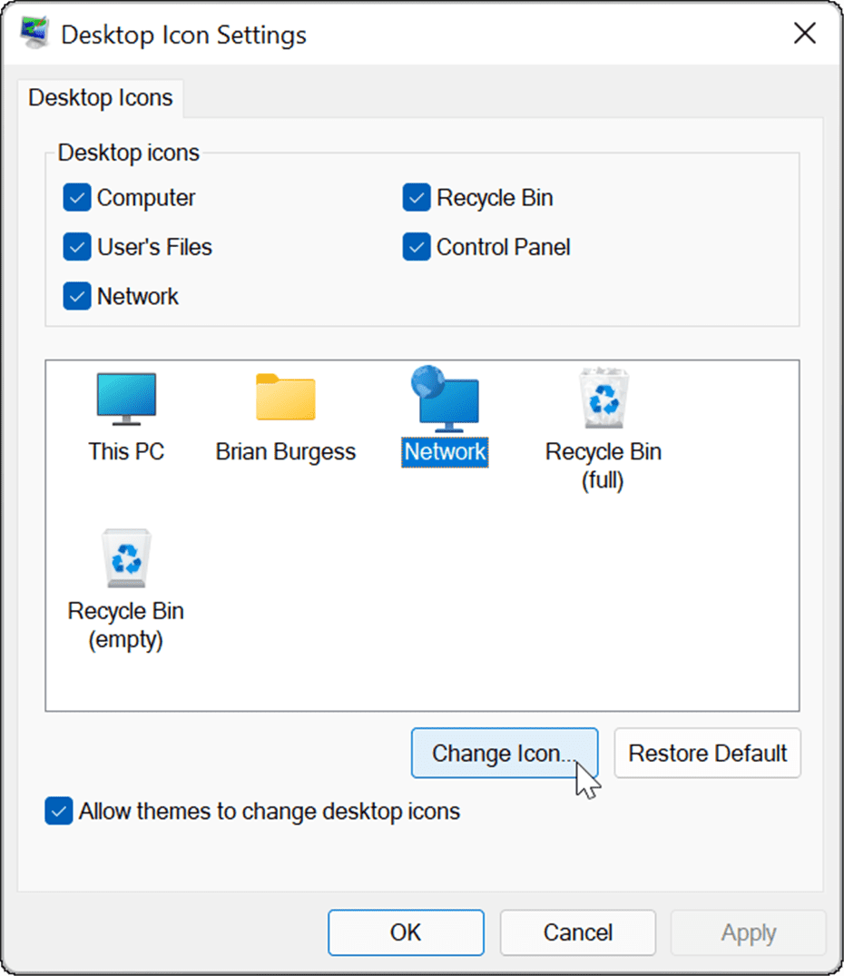 hankige Windows 11-sse tagasi töölaua pärandikoonid