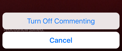 Otseülekande kommenteerimise väljalülitamiseks klõpsake kolme punkti ikooni.