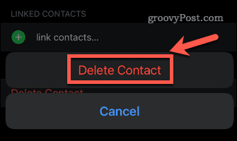 kontakti kustutamise kinnitamine iPhone'is
