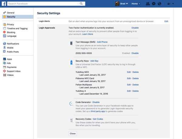 Facebooki kasutajad saavad nüüd oma Facebooki konto kaitsmiseks registreerida füüsilise turvavõtme.