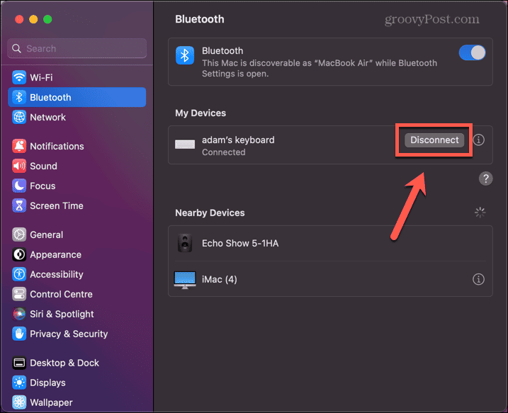 mac ühendab lahti Bluetoothi ​​klaviatuuri