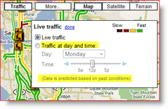Google Maps Live'i liiklus päeva- ja kellaajaseadetes