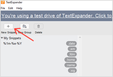 TextExpanderi koodilõik
