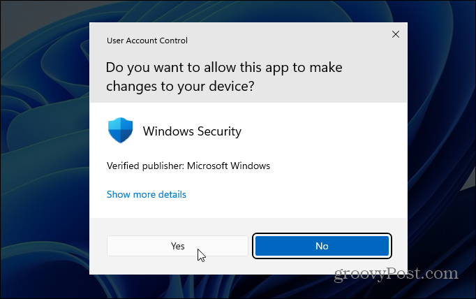 Kasutajakonto kontroll Windows 11