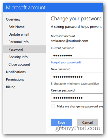 Kuidas muuta oma Outlook.com e-posti konto parooli?
