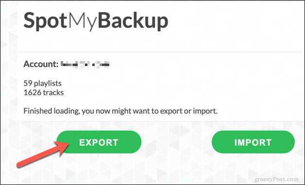 Spotify esitusloendite eksportimine SpotMyBackupi abil
