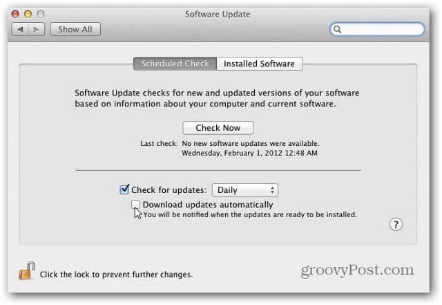 Seadistage Apple OS X Lioni tarkvarauuenduse funktsioon