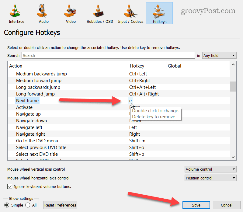 Teisaldage videot VLC-s kaader-kaadri haaval