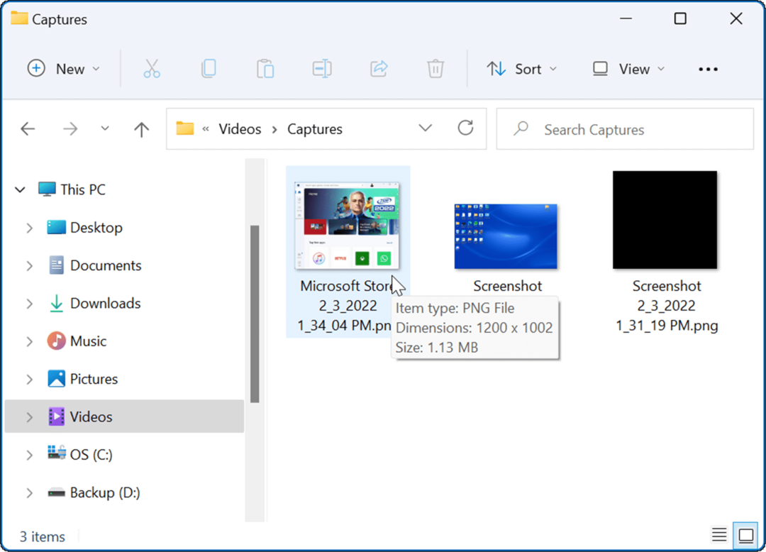 videohõive kaust tehke Windows 11 ekraanipilt