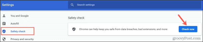 Tehke Chrome'is ohutuskontroll