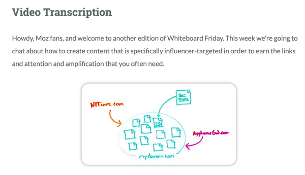 Moz pakub reedele Whiteboard täielikku video transkriptsiooni.