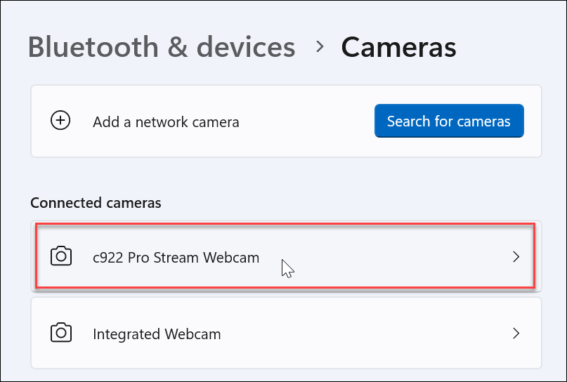 Veebikaamera sätete haldamine opsüsteemis Windows 11