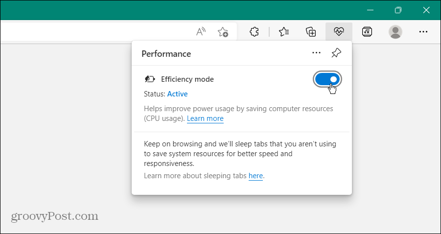 Luba tõhususrežiim Microsoft Edge'is