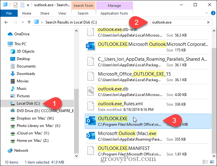 Otsige rakendusest File Explorer Outlooki