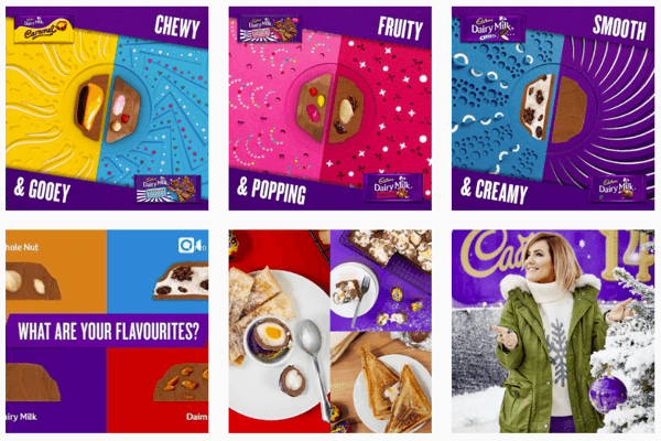 Cadbury's Instagrami voog keskendub nende ikoonilisele lillale värvile.