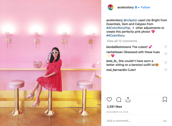 Looge A Color Story Instagrami loo 7. samm, näidates valmis postitust.