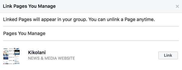 Linkige oma Facebooki leht oma rühmaga.