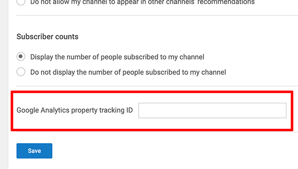 Google Analytics, kuidas ühendada vara jälgimise ID YouTube'i kanaliga, 2. samm
