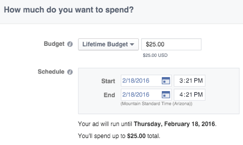 facebooki reklaami eelarve funktsioon