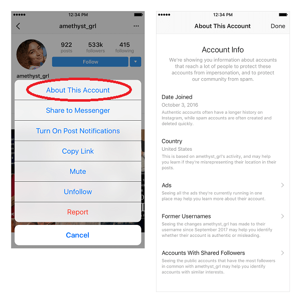 Instagram teatas, et töötab välja uue funktsiooni, mis aitab kasutajatel hinnata Instagramis suurte jälgimiskontode autentsust.
