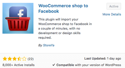 Valige ja aktiveerige WooCommerce Shop Facebooki pistikprogramm.