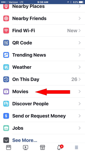 Facebook lisab mobiilirakenduse navigeerimismenüüsse spetsiaalse filmi jaotise.