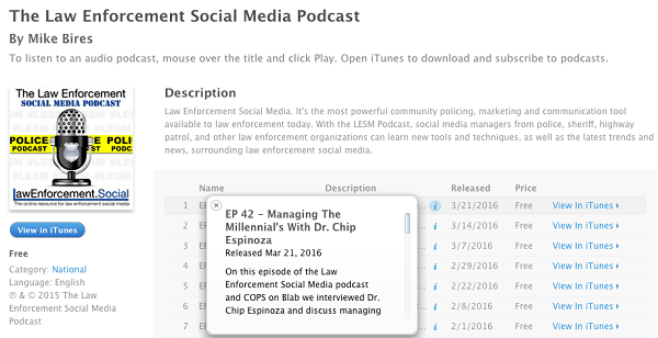 korrakaitsjate sotsiaalmeedia blabid, mis on iTunes'i üles laaditud podcastidena