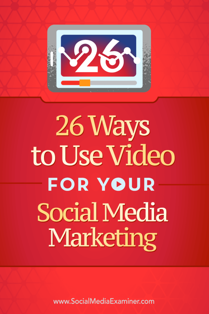 Näpunäited 26 viisist, kuidas videot oma sotsiaalses turunduses kasutada.