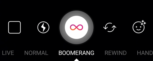 Kasutage funktsiooni Boomerang muudab fotoseeria silmuste videoks.