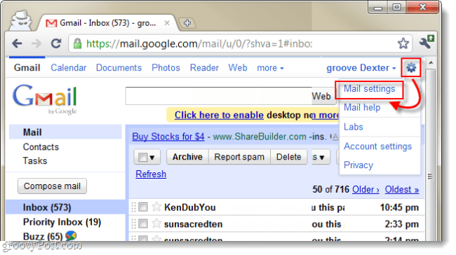 avage Gmaili e-posti seaded