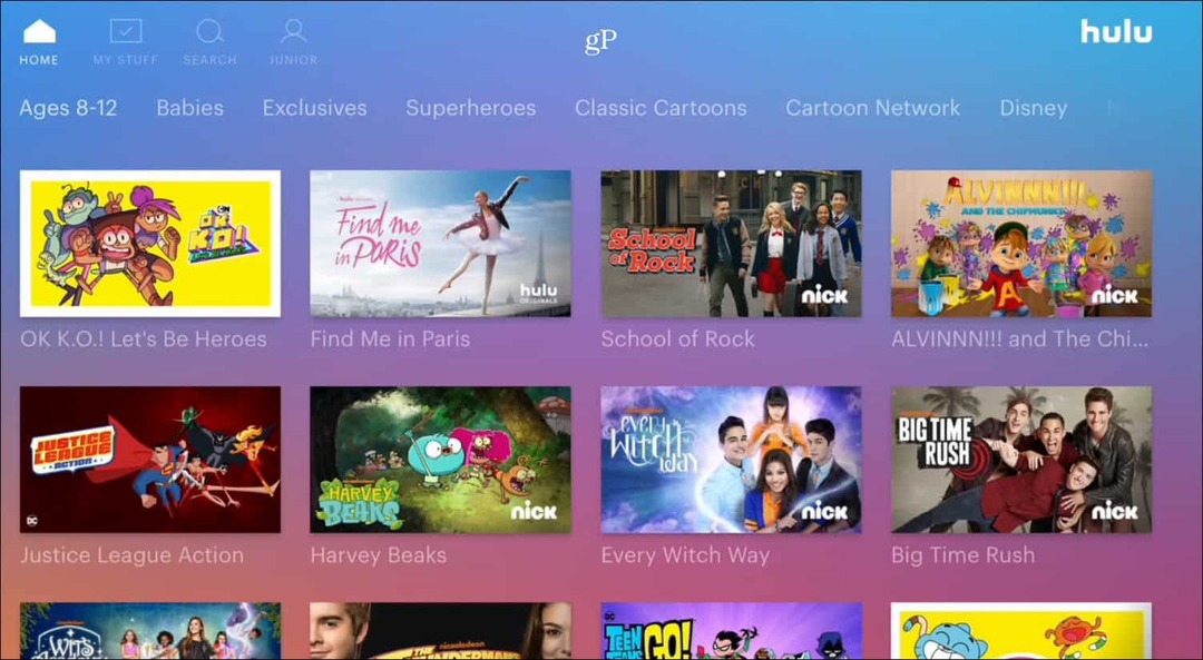 Hulu laste profiil Apple TV
