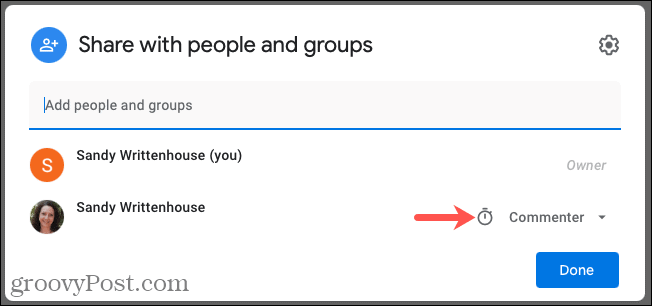 Google'i dokumentide ajutise juurdepääsu ikoon