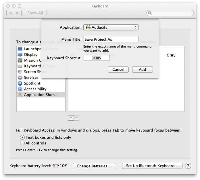 Kuidas luua mis tahes Mac OS X-i programmis kiirklahvi