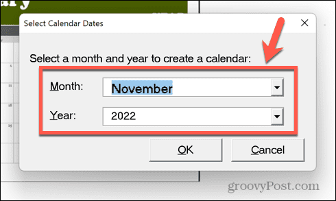 Exceli kalendri kuupäevad