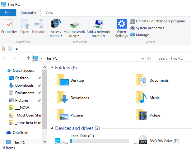 Kiire juurdepääsu keelamine opsüsteemis Windows 10 File Explorer