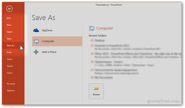Office 2013 malli loomine Kohandatud disainilahenduse loomine POTX-i slaidide kohandamine Slaidid Õpetus Kuidas salvestada malli salvestamine Salvesta nimega